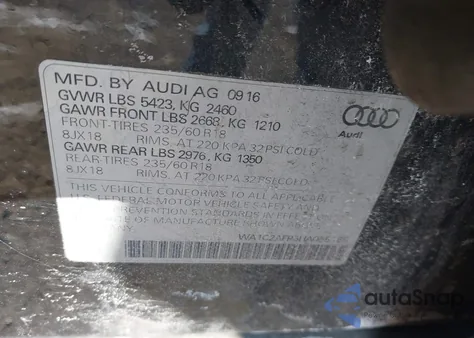 2017 Audi Q5 2.0T Premium z USA, uszkodzony, nr VIN WA1C2AFP6HA055165